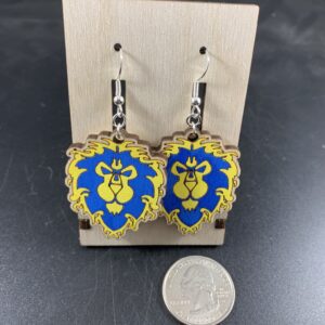 Alliance Lion Earrings, WoW, For the Alliance, Earrings, Gamer Earrings, Blue and Yellow