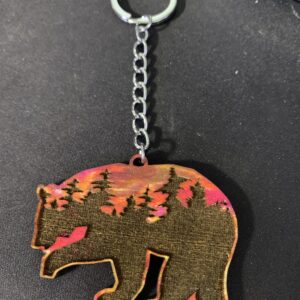 Bear Keychain | Sunset Bear | Painted Bear Keychain